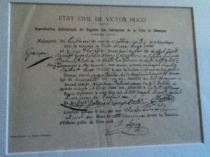 Victor Hugo's birth certificate.