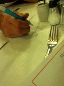 At Chartier they write the orders on the tablecloth.